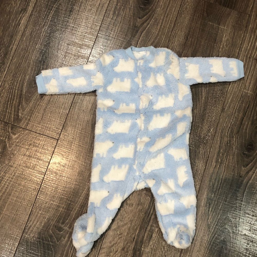 Baby Footies One Piece Size 12-18m Cozy Blue and White Kids One Piece
